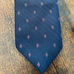 Navy Necktie w/ Red Diamond Spots